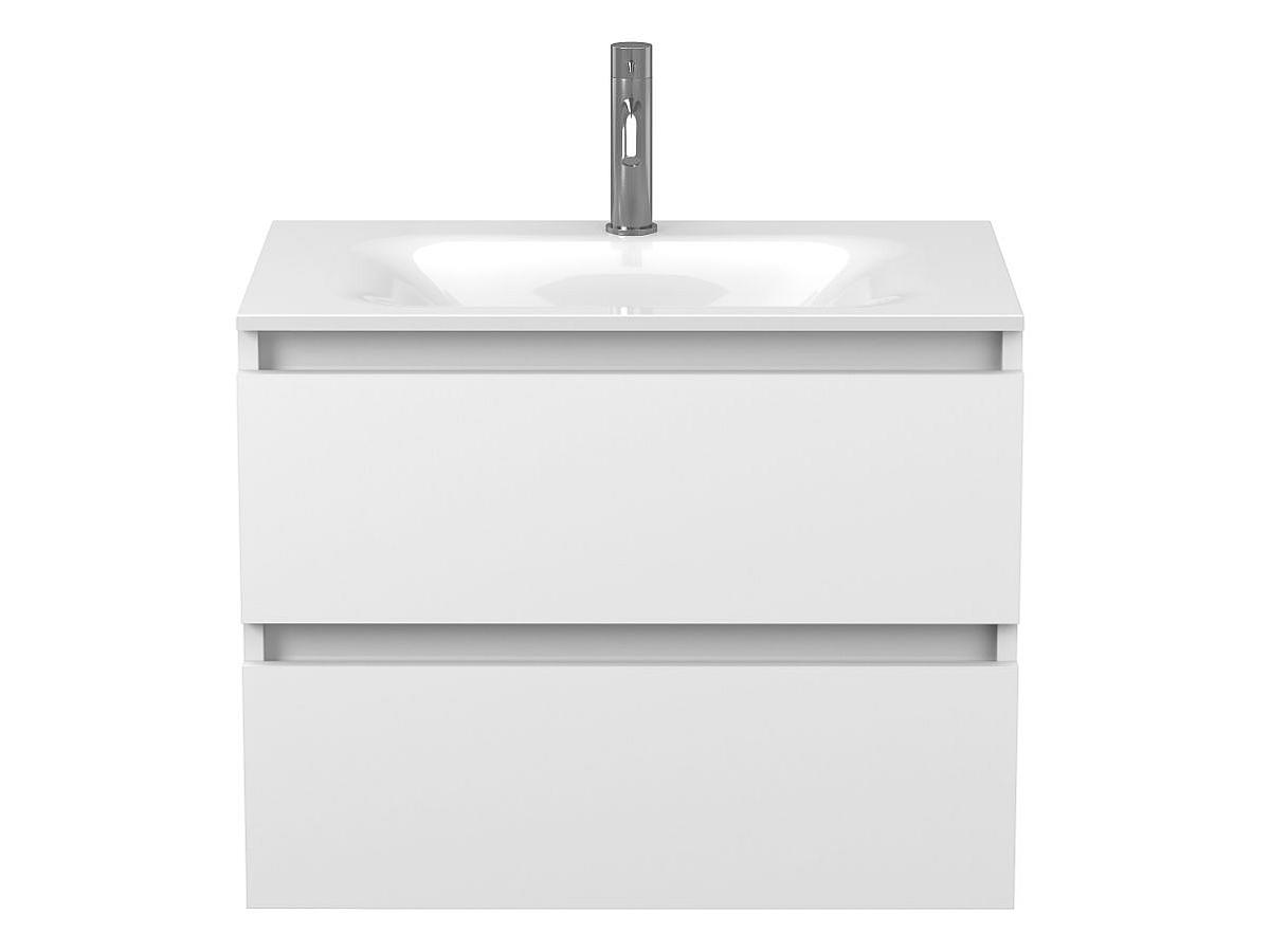 Тумба подвесная NATURA белая матовая с умывальником JESSEL 700