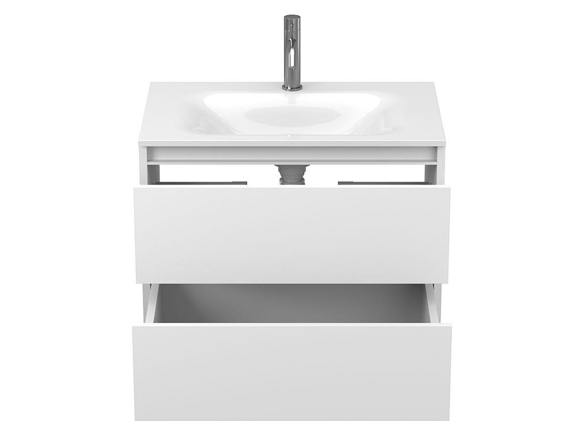 Тумба подвесная NATURA белая матовая с умывальником JESSEL 700