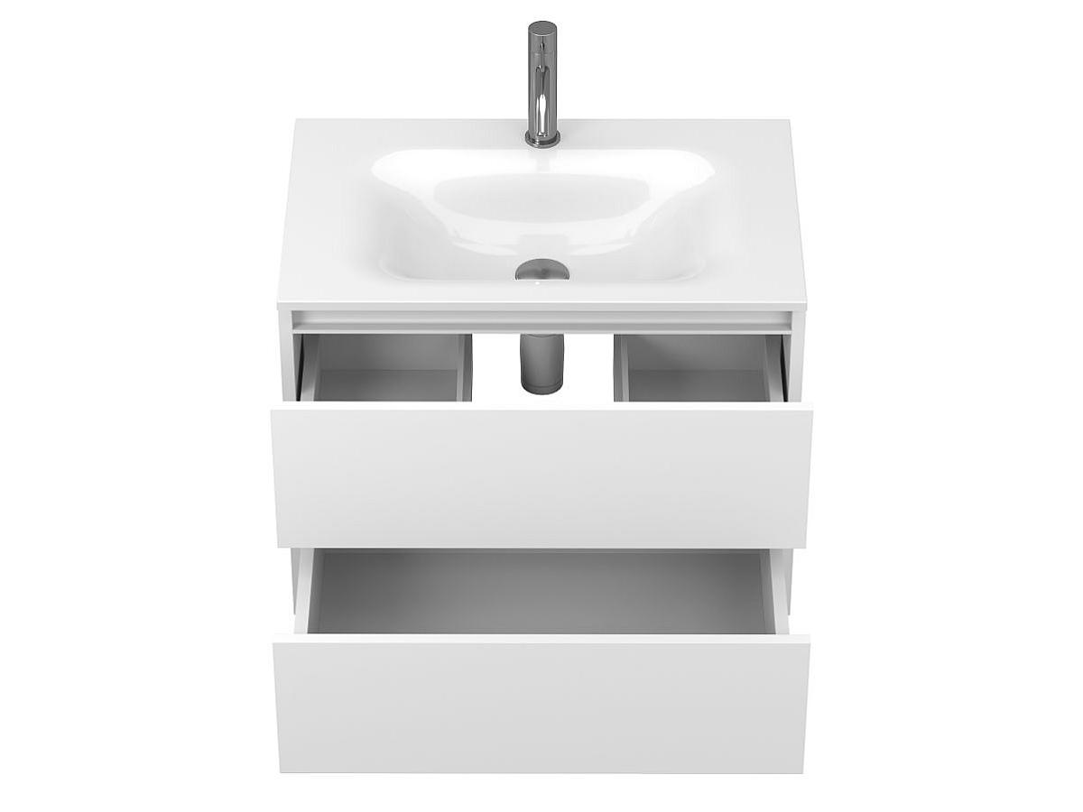 Тумба подвесная NATURA белая матовая с умывальником JESSEL 700