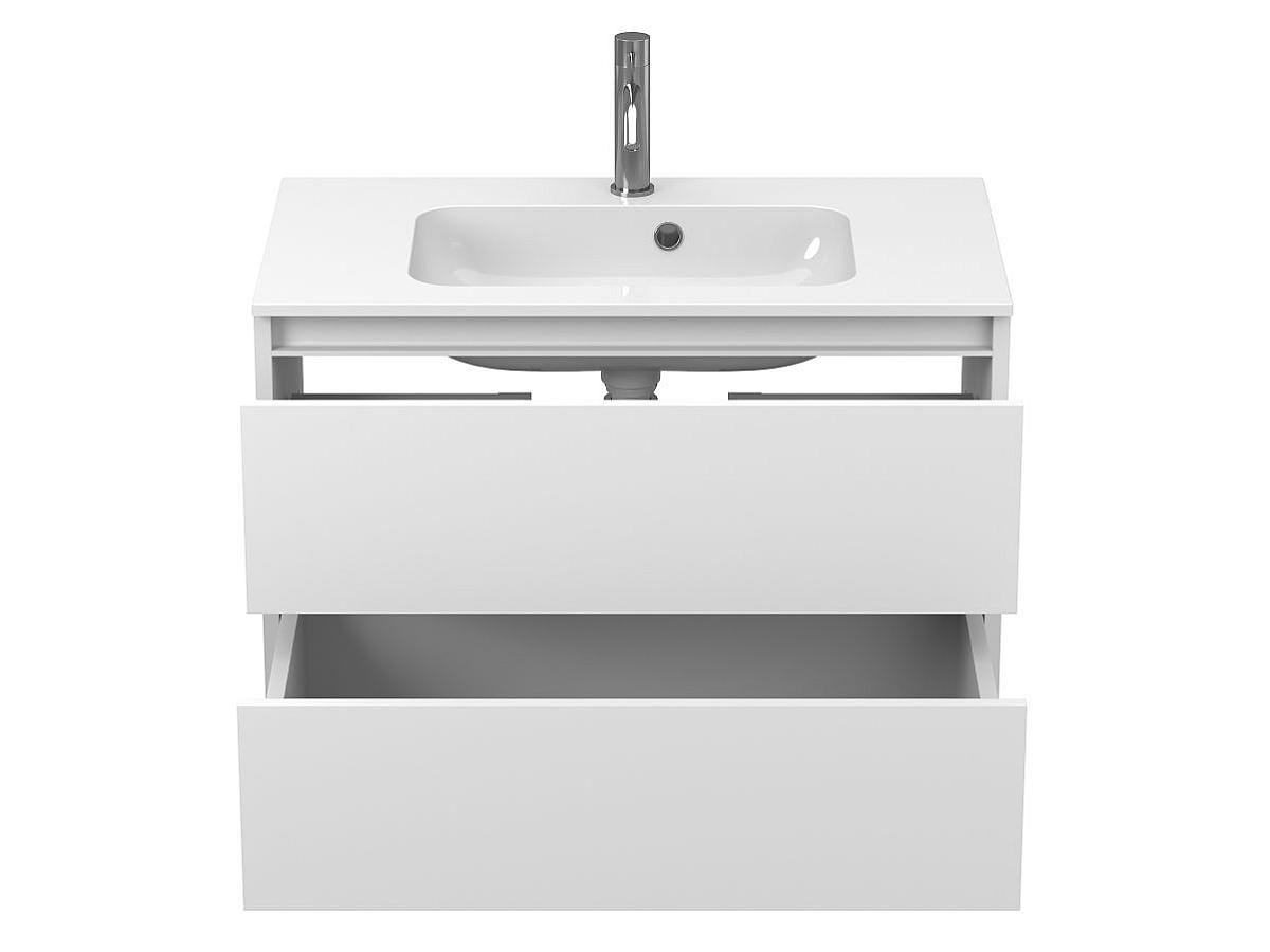 Тумба подвесная NATURA белая матовая с умывальником DELLA 800