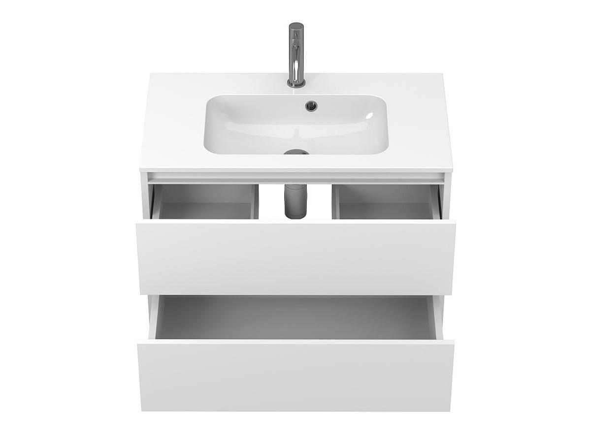 Тумба подвесная NATURA белая матовая с умывальником DELLA 800