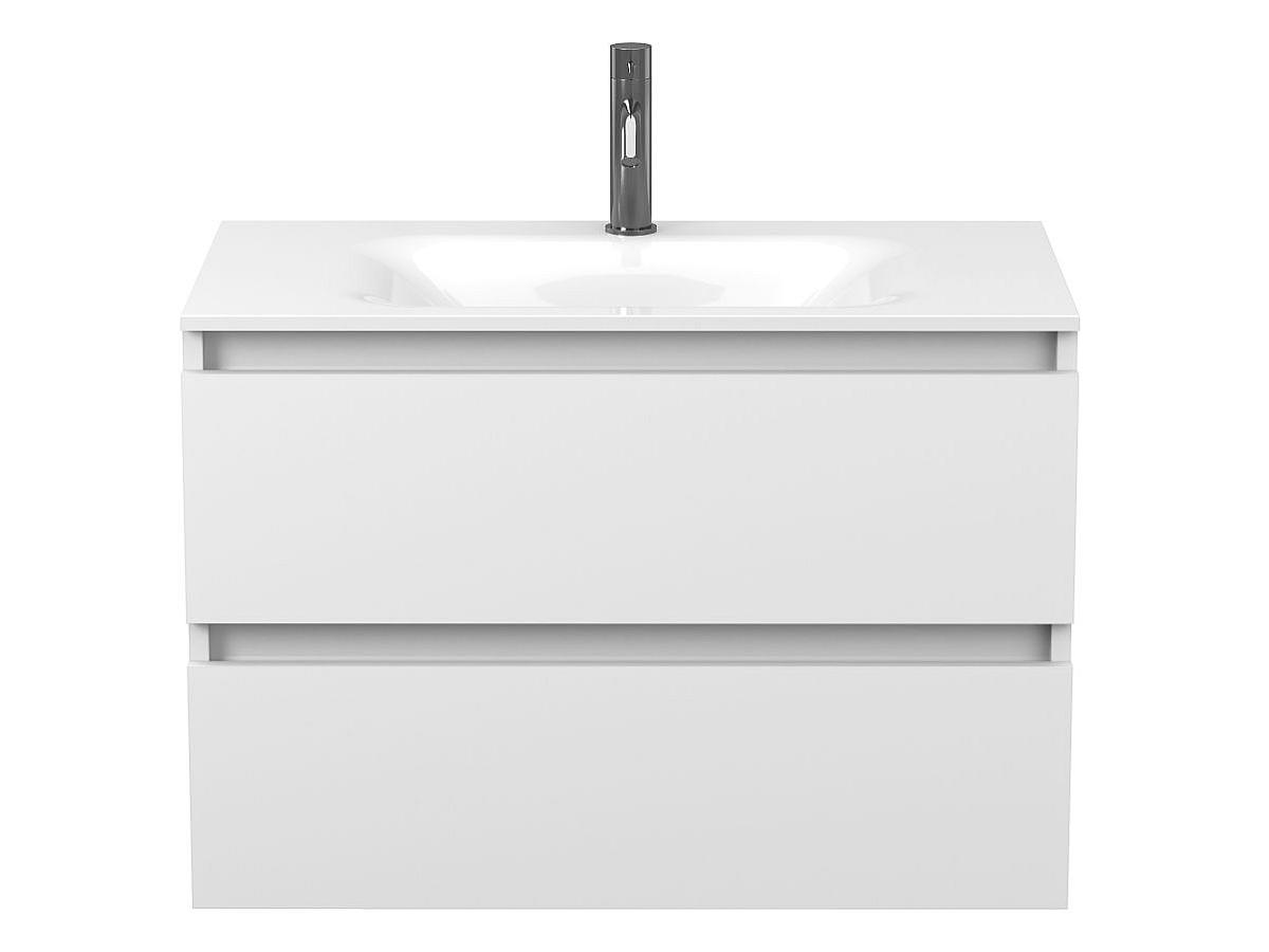 Тумба подвесная NATURA белая матовая с умывальником JESSEL 800