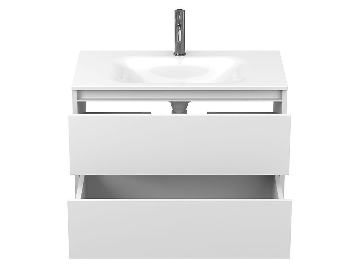 Тумба подвесная NATURA белая матовая с умывальником JESSEL 800