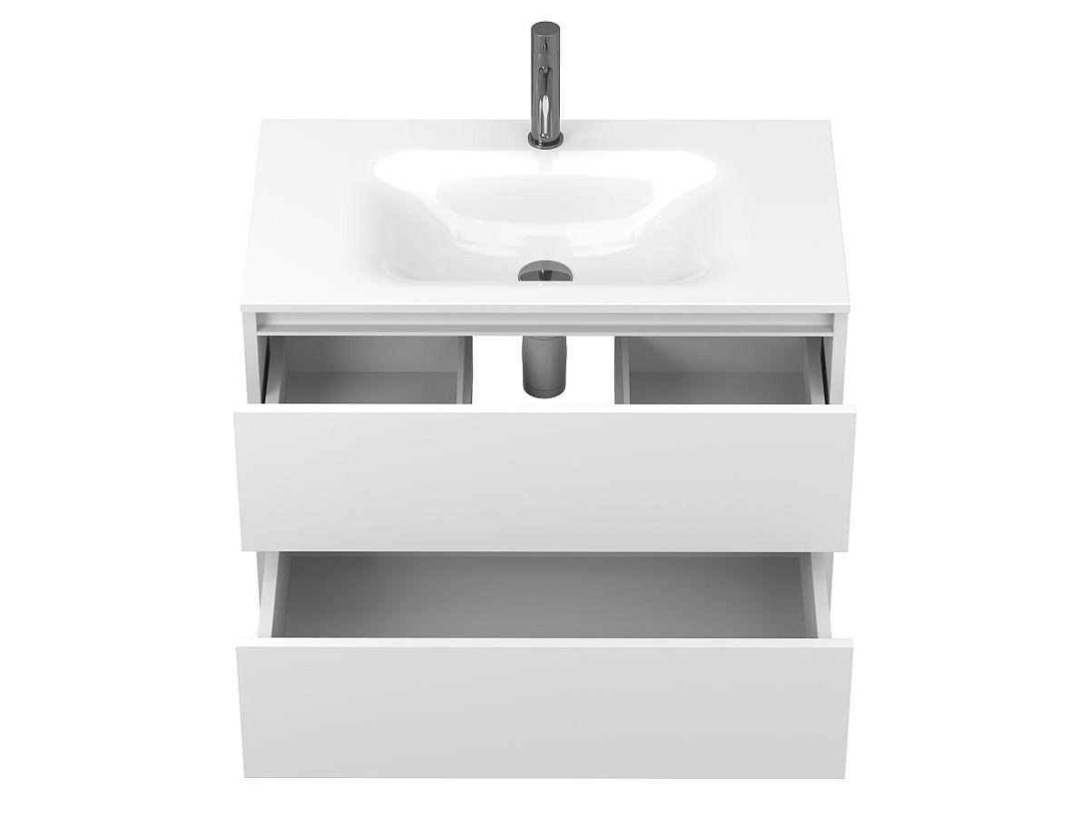 Тумба подвесная NATURA белая матовая с умывальником JESSEL 800