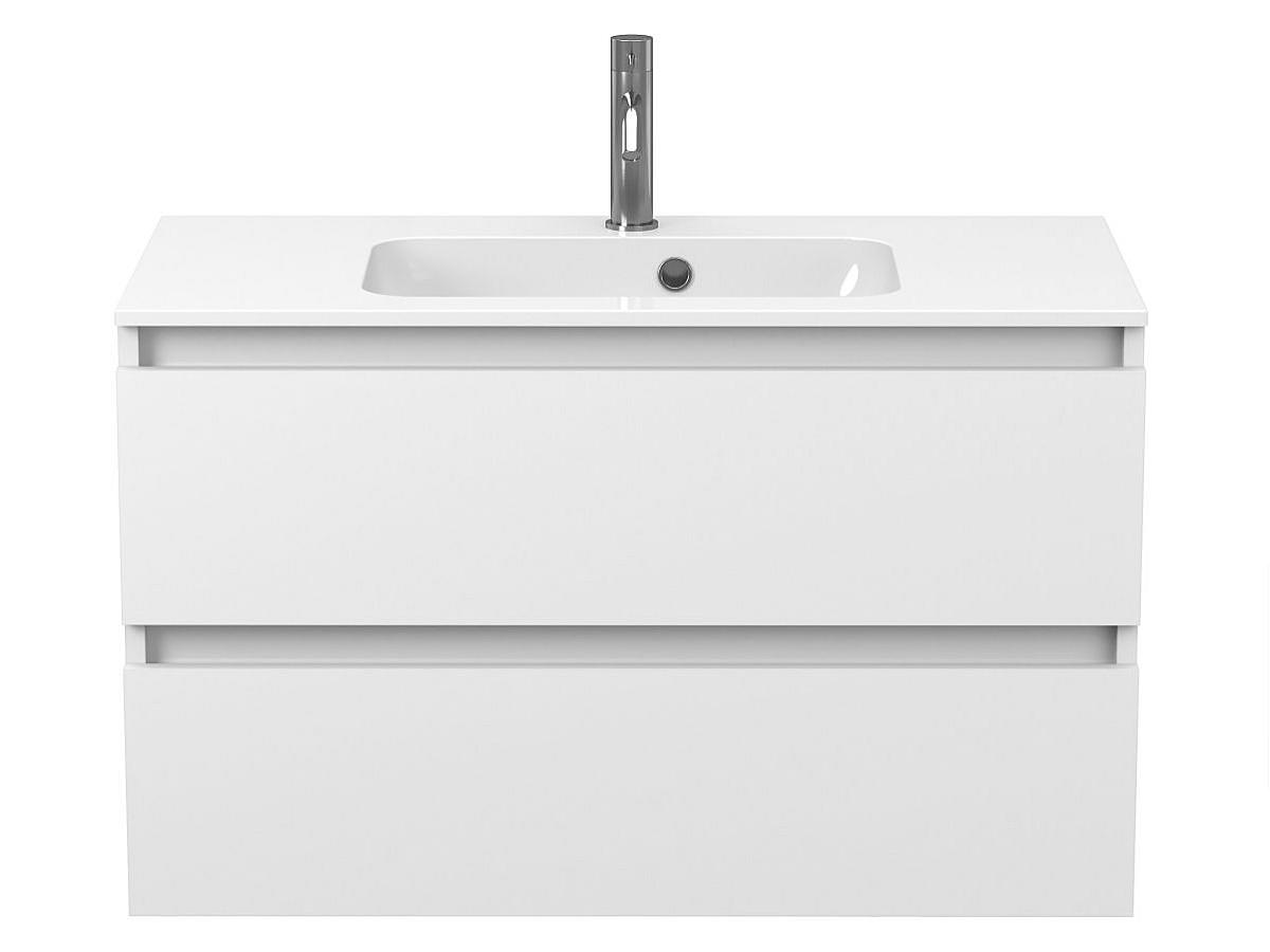 Тумба подвесная NATURA белая матовая с умывальником DELLA 900