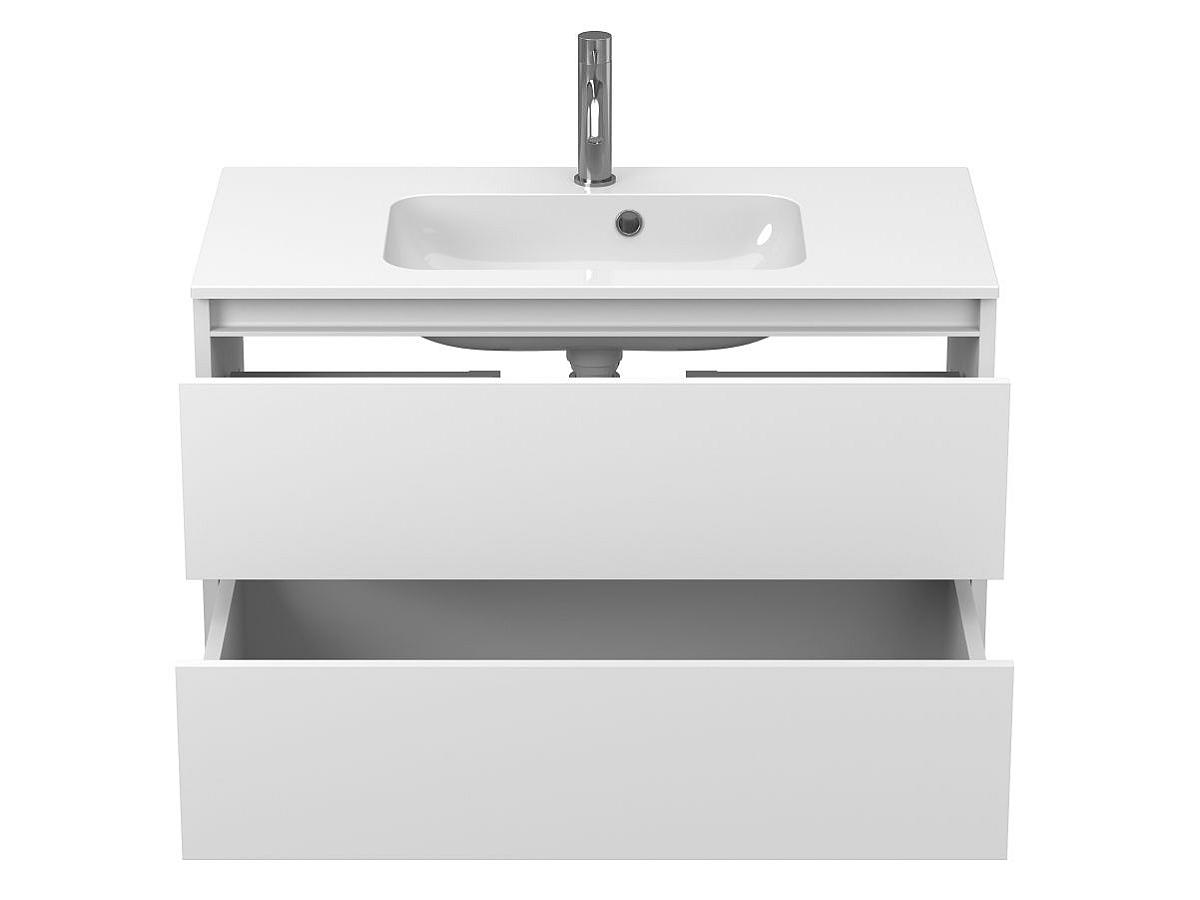 Тумба подвесная NATURA белая матовая с умывальником DELLA 900