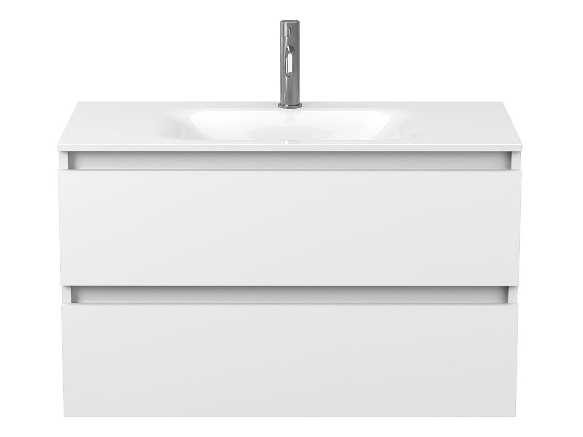 Тумба подвесная NATURA белая матовая с умывальником JESSEL 900