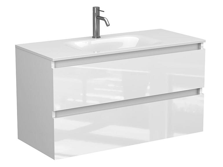 Тумба підвісна NATURA біла глянцева з умивальником JESSEL 1000