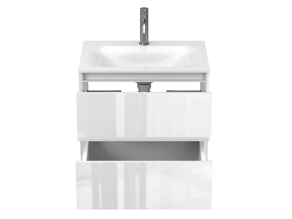 Тумба подвесная NATURA белая глянцевая с умывальником JESSEL 600