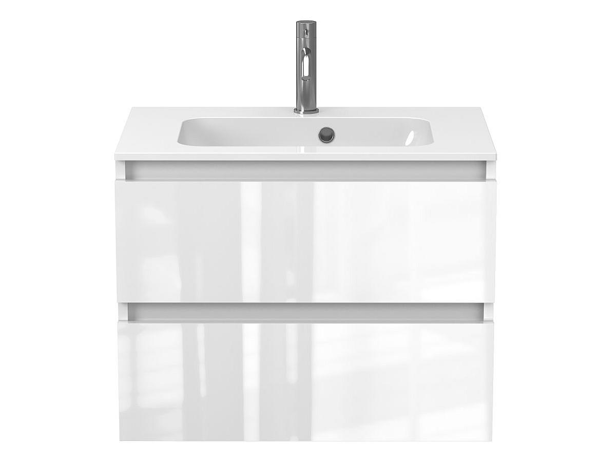 Тумба подвесная NATURA белая глянцевая с умывальником JESSEL 700