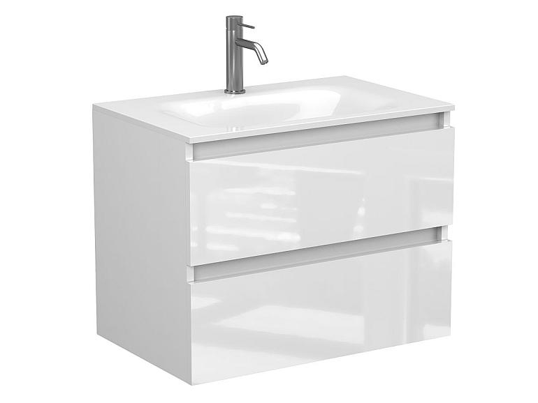 Тумба підвісна NATURA біла глянцева з умивальником JESSEL 700