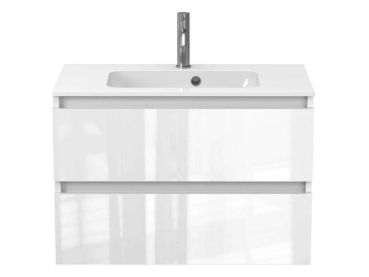 Тумба подвесная NATURA белая глянцевая с умывальником DELLA 800