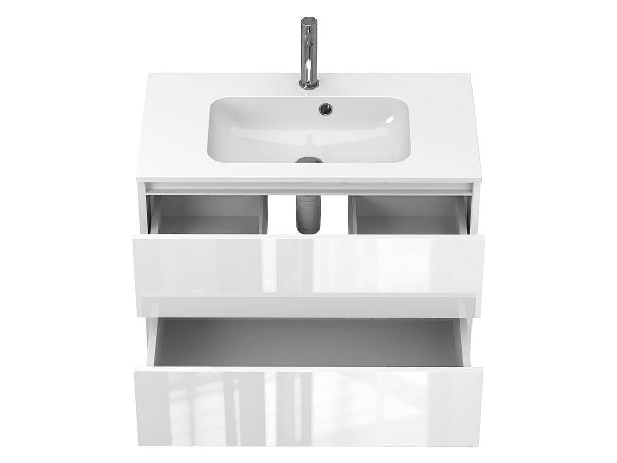 Тумба подвесная NATURA белая глянцевая с умывальником DELLA 800