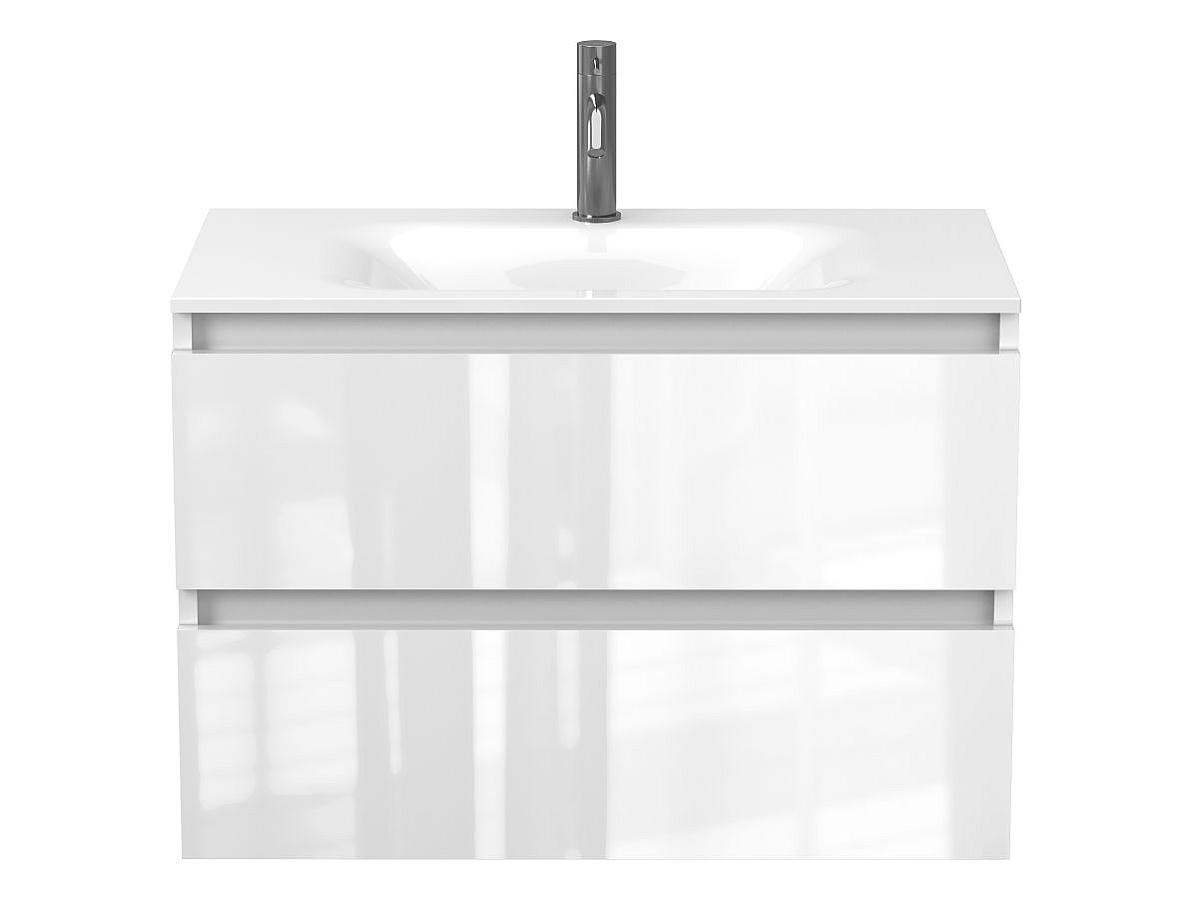 Тумба подвесная NATURA белая глянцевая с умывальником JESSEL 800