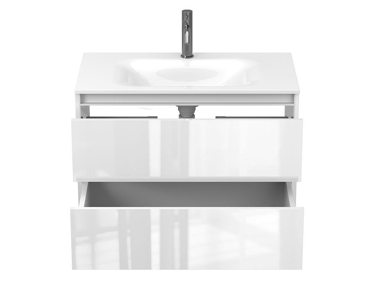 Тумба подвесная NATURA белая глянцевая с умывальником JESSEL 800