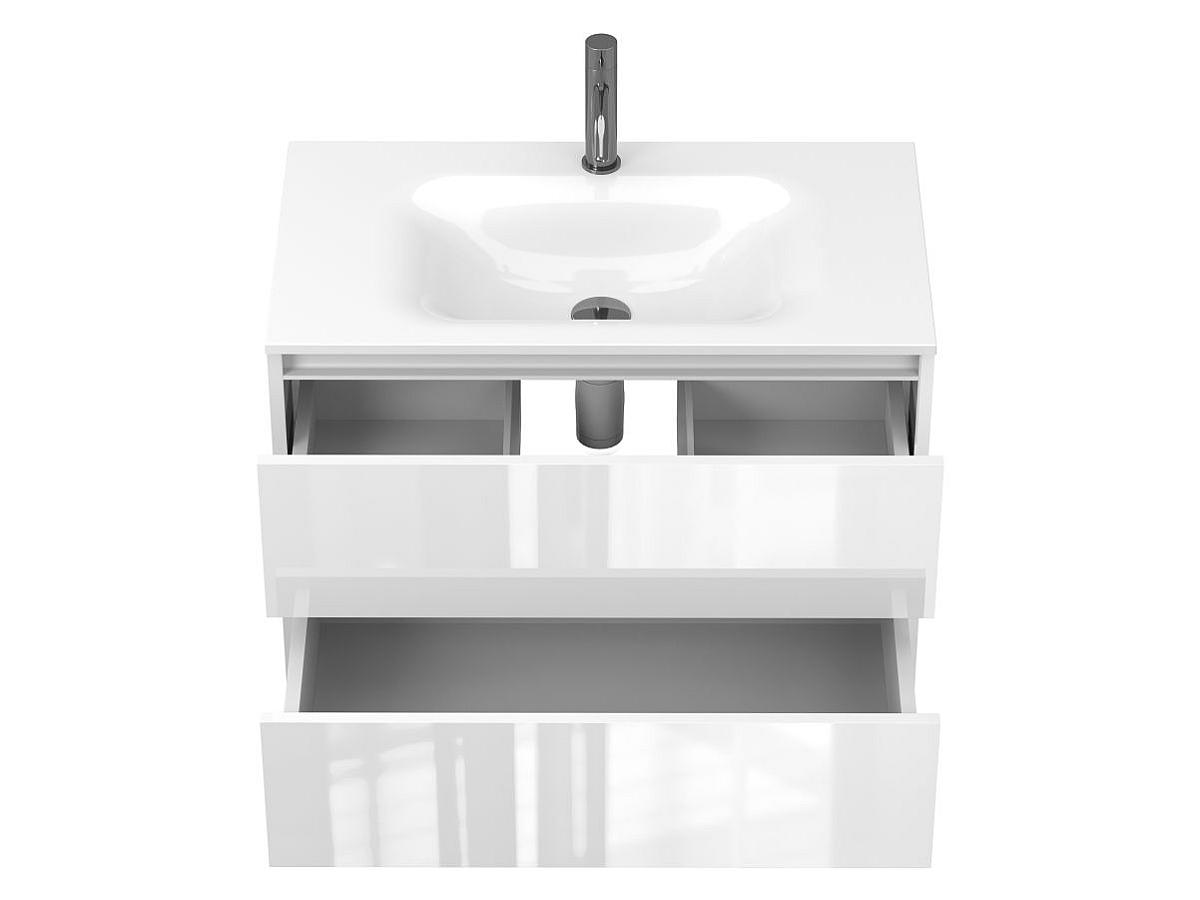 Тумба подвесная NATURA белая глянцевая с умывальником JESSEL 800