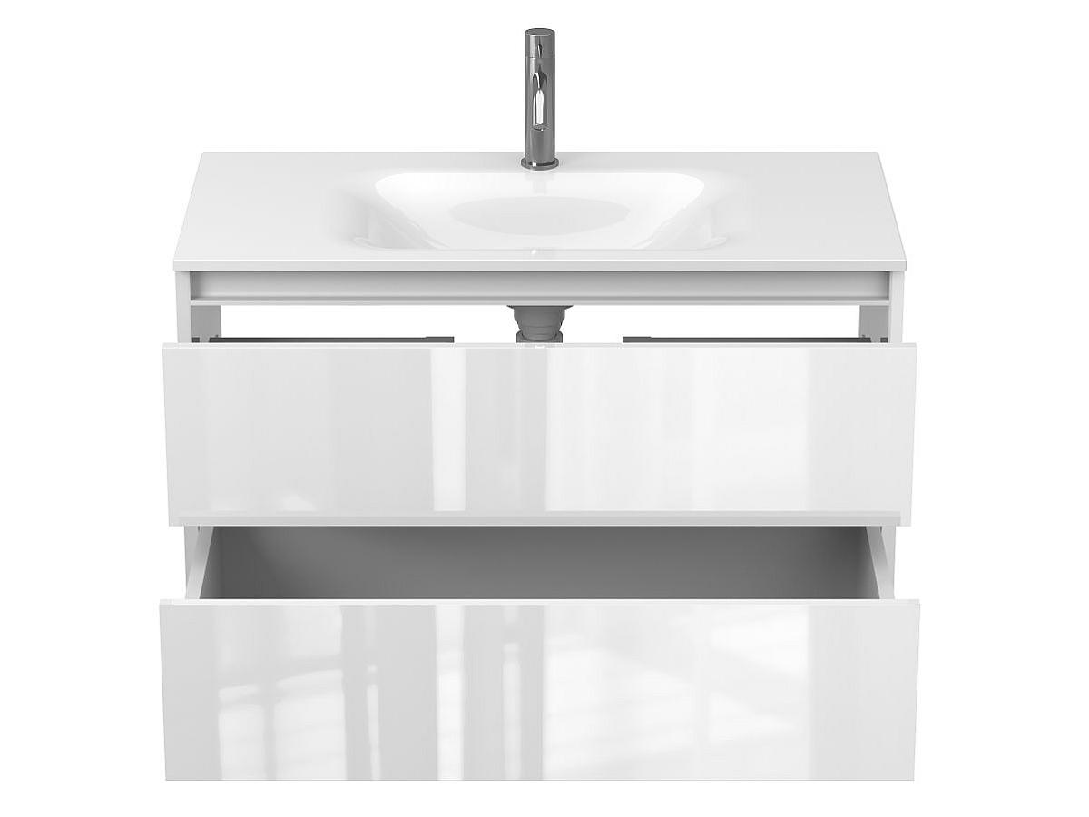 Тумба подвесная NATURA белая глянцевая с умывальником JESSEL 900