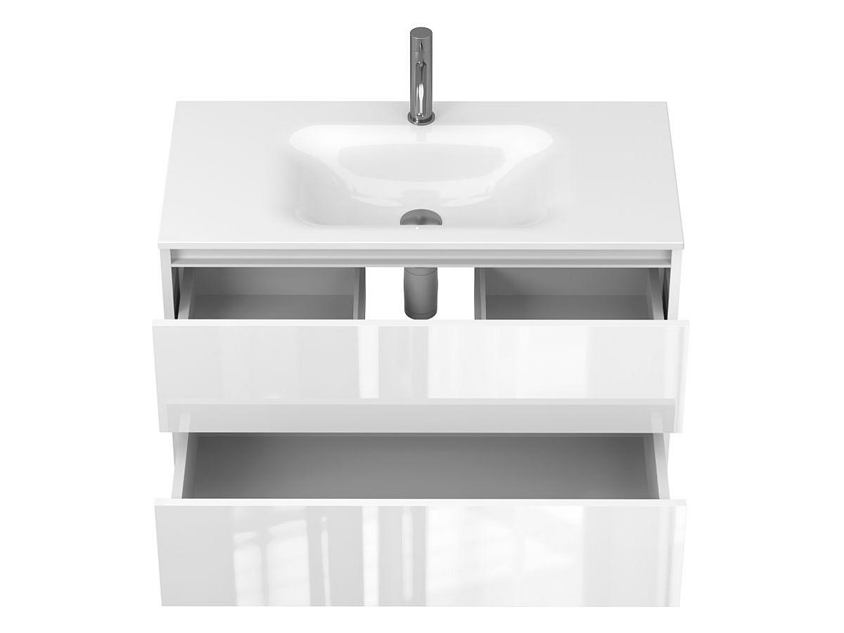 Тумба подвесная NATURA белая глянцевая с умывальником JESSEL 900