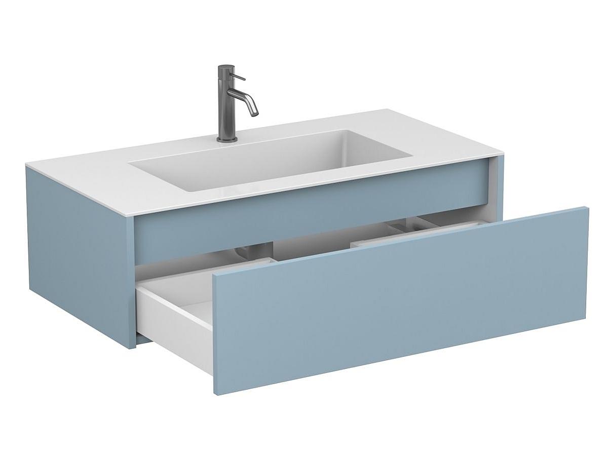 Тумба подвесная UNO голубая с умывальником ERICA 1000