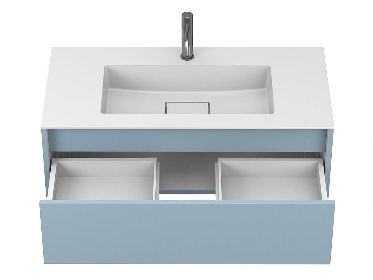 Тумба подвесная UNO голубая с умывальником ERICA 1000