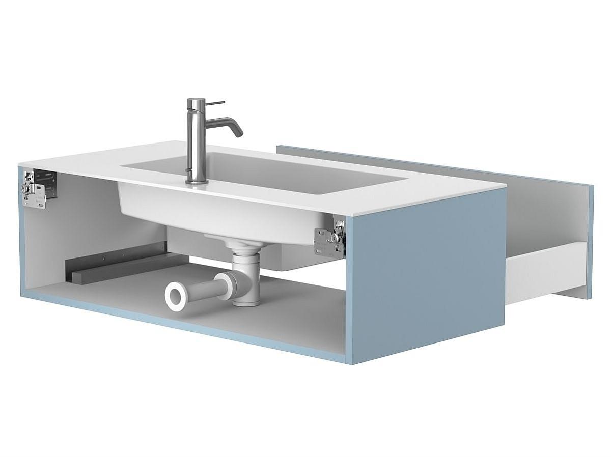 Тумба подвесная UNO голубая с умывальником ERICA 1000