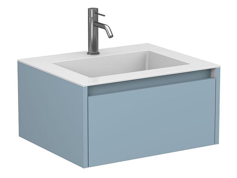 Тумба підвісна UNO блакитна з умивальником ERICA 600