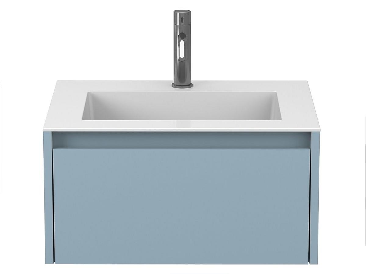 Тумба подвесная UNO голубая с умывальником ERICA 600