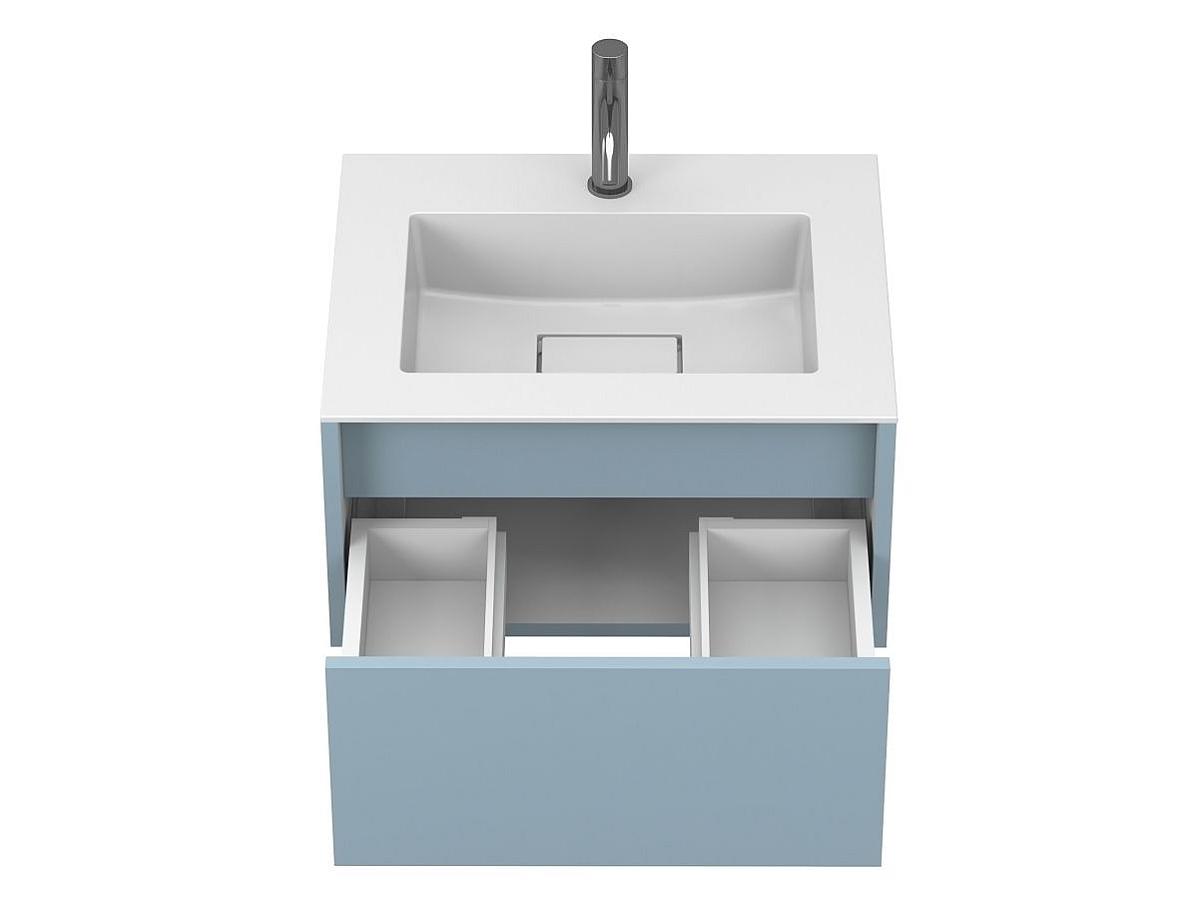 Тумба подвесная UNO голубая с умывальником ERICA 600