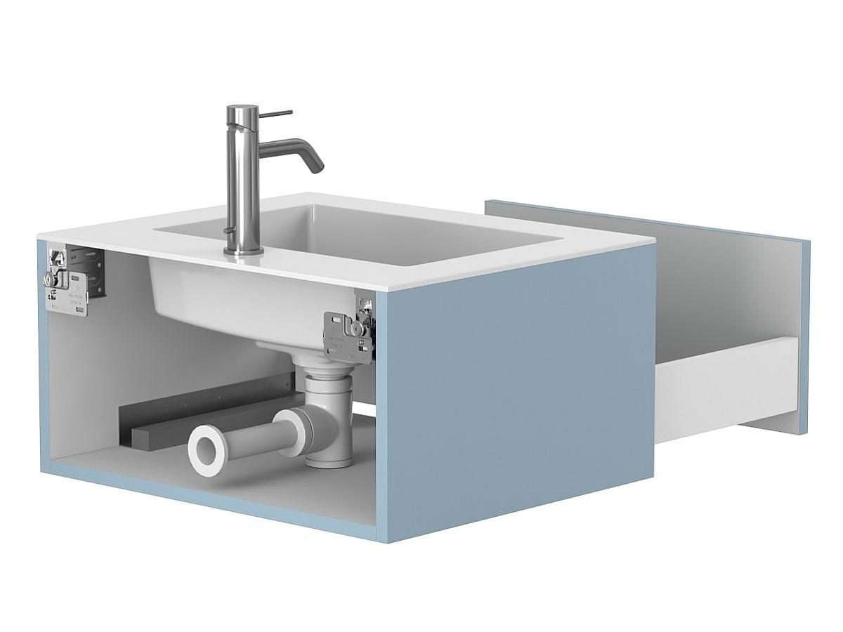 Тумба подвесная UNO голубая с умывальником ERICA 600