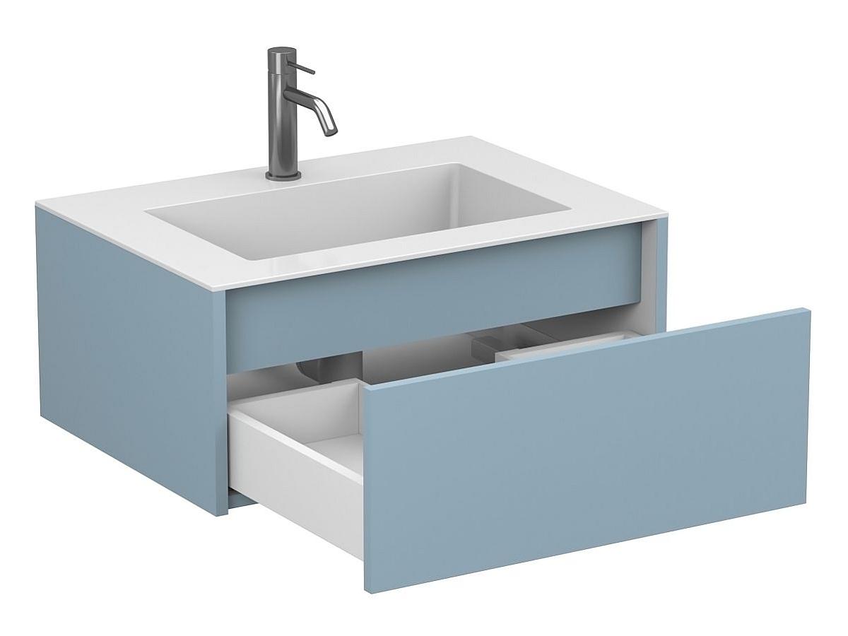 Тумба подвесная UNO голубая с умывальником ERICA 700