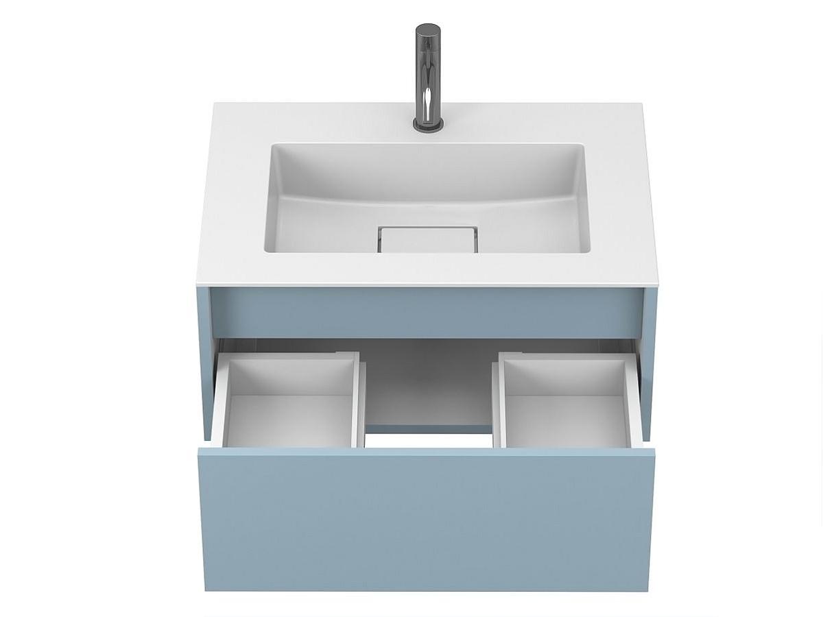 Тумба подвесная UNO голубая с умывальником ERICA 700