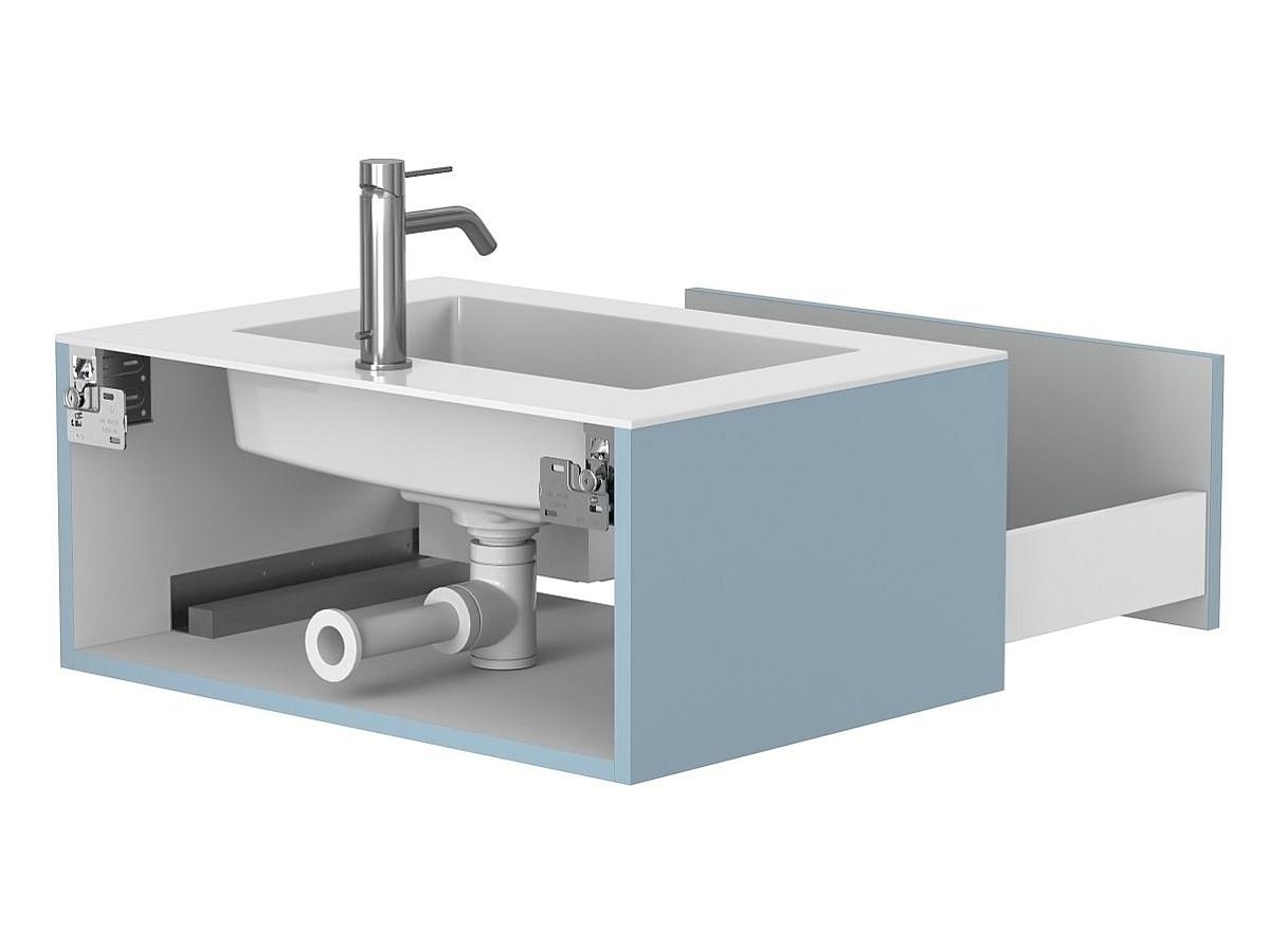 Тумба подвесная UNO голубая с умывальником ERICA 700