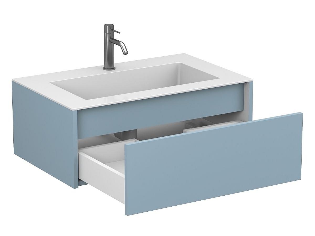 Тумба подвесная UNO голубая с умывальником ERICA 800