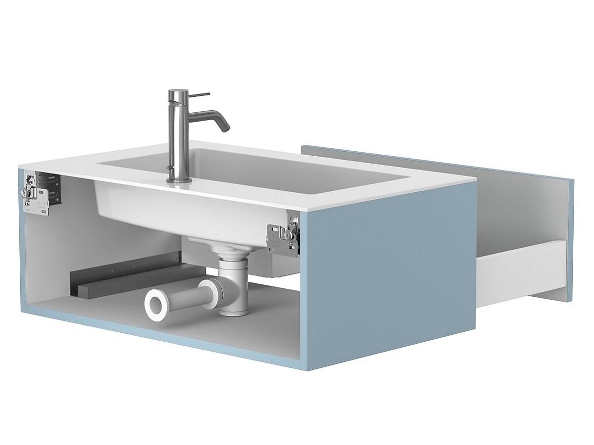 Тумба подвесная UNO голубая с умывальником ERICA 800