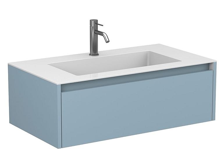 Тумба підвісна UNO блакитна з умивальником ERICA 900