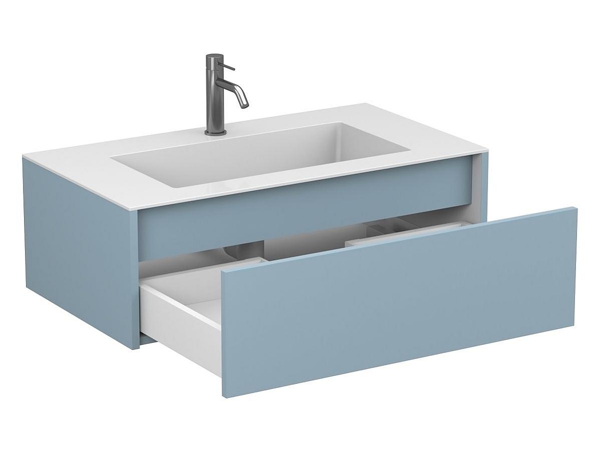 Тумба подвесная UNO голубая с умывальником ERICA 900