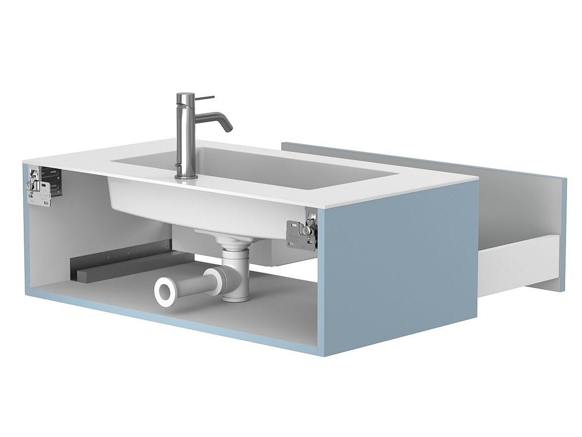 Тумба подвесная UNO голубая с умывальником ERICA 900