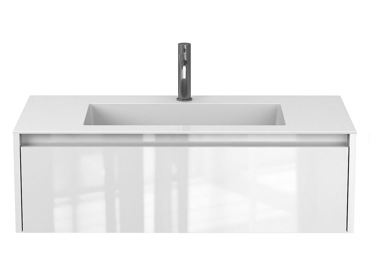 Тумба подвесная UNO белая глянцевая с умывальником ERICA 1000