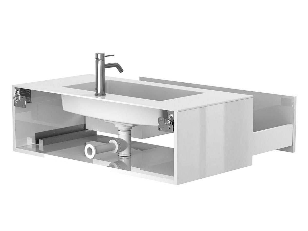 Тумба подвесная UNO белая глянцевая с умывальником ERICA 1000