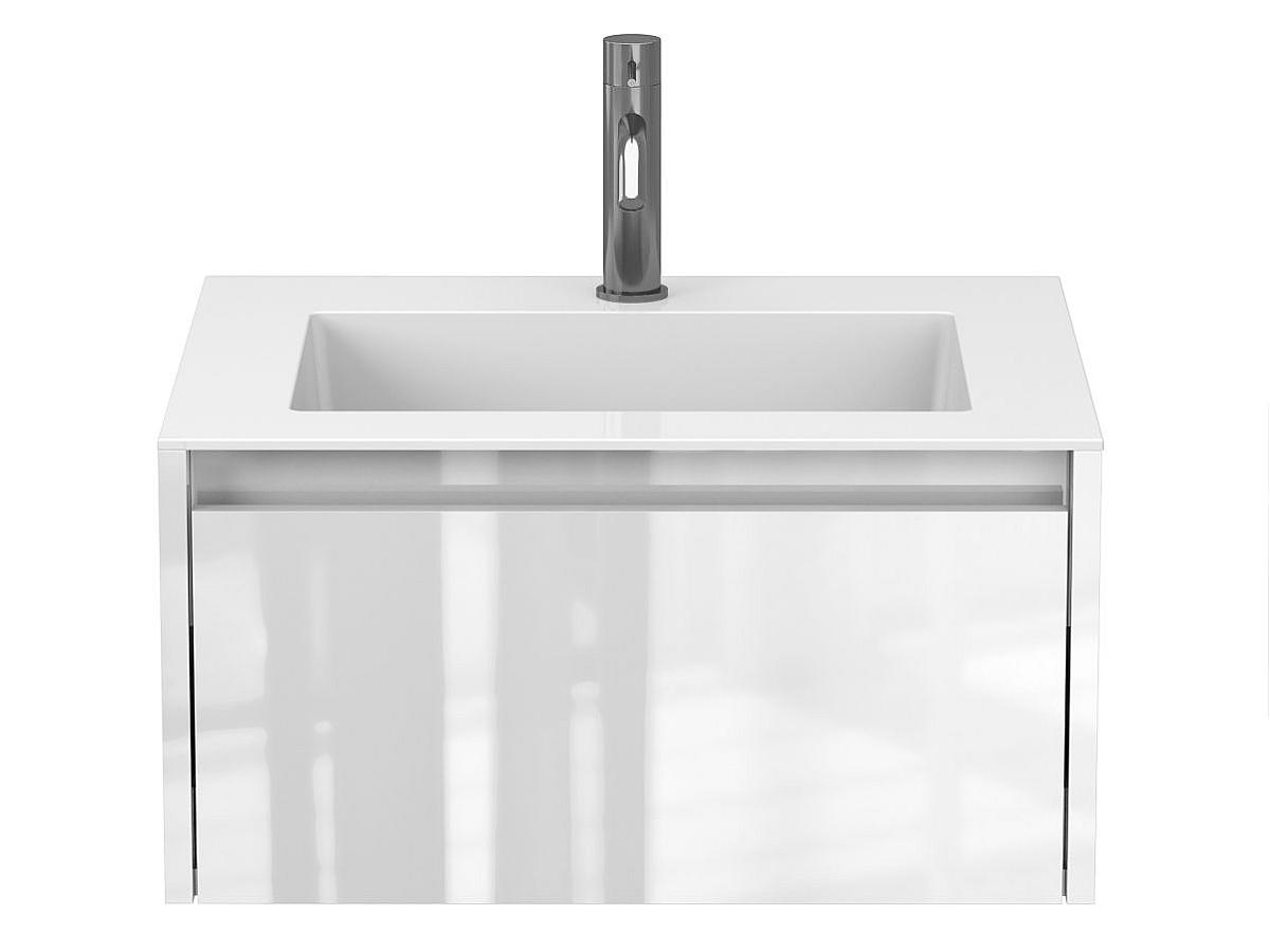 Тумба подвесная UNO белая глянцевая с умывальником ERICA 600