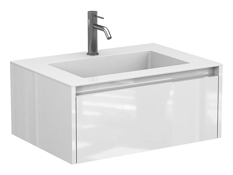 Тумба підвісна UNO біла глянцева з умивальником ERICA 700