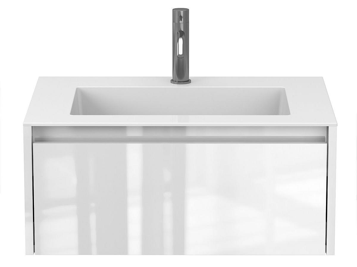 Тумба подвесная UNO белая глянцевая с умывальником ERICA 700