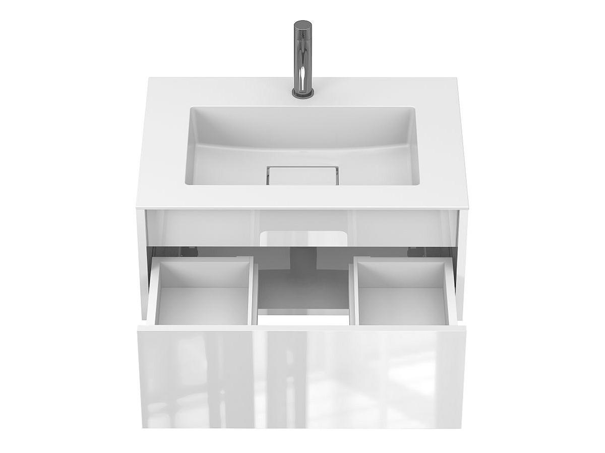 Тумба подвесная UNO белая глянцевая с умывальником ERICA 700
