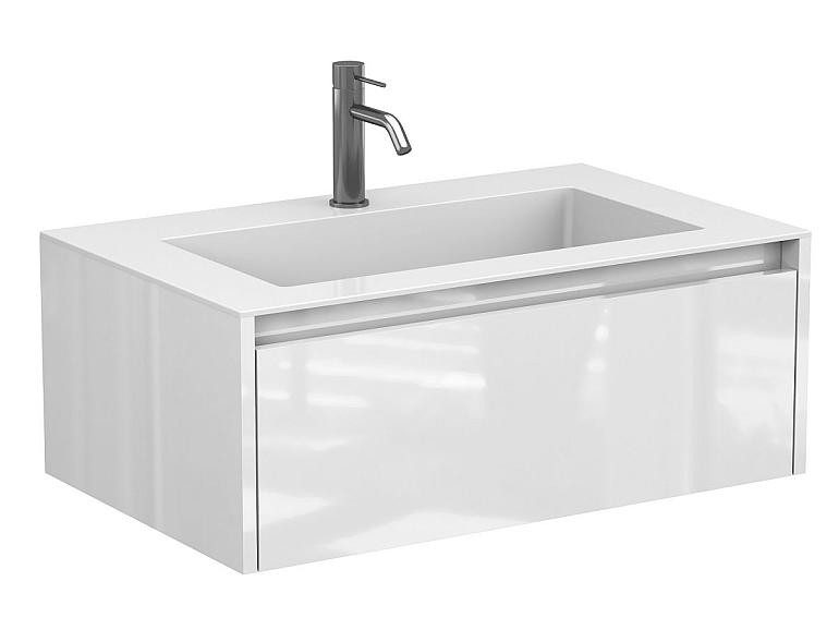 Тумба підвісна UNO біла глянцева з умивальником ERICA 800