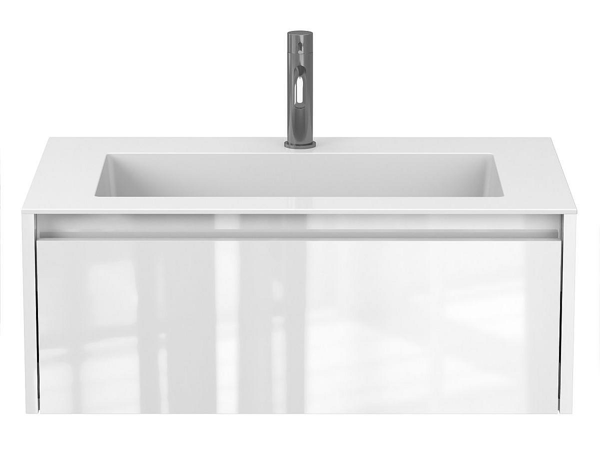 Тумба подвесная UNO белая глянцевая с умывальником ERICA 800