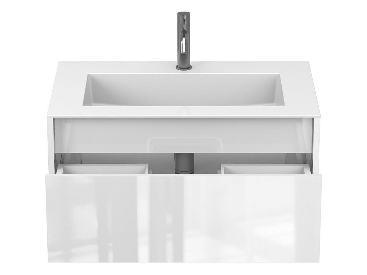 Тумба подвесная UNO белая глянцевая с умывальником ERICA 800