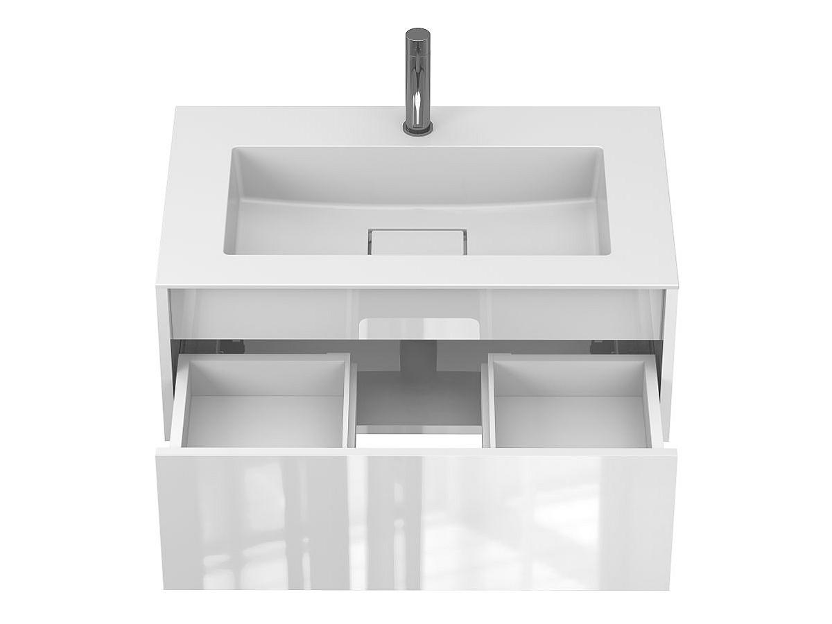 Тумба подвесная UNO белая глянцевая с умывальником ERICA 800