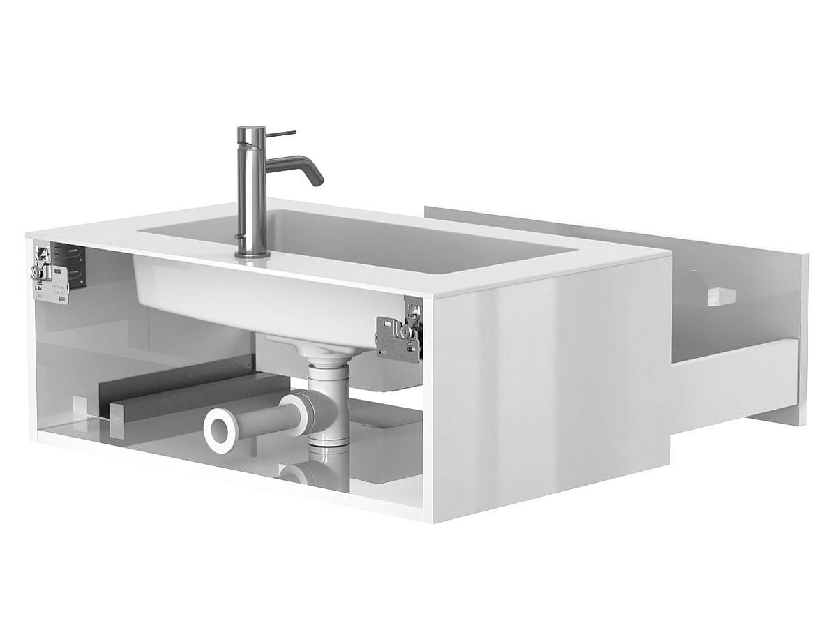 Тумба подвесная UNO белая глянцевая с умывальником ERICA 800