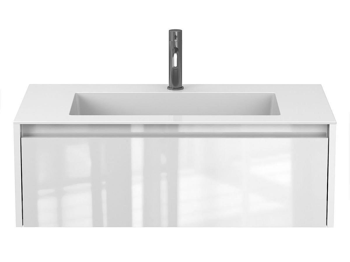 Тумба подвесная UNO белая глянцевая с умывальником ERICA 900