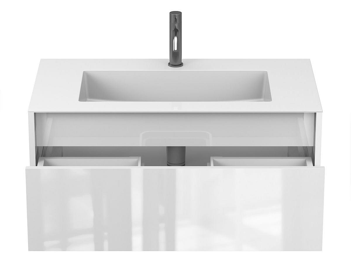 Тумба подвесная UNO белая глянцевая с умывальником ERICA 900